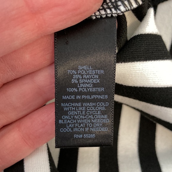 Express Black & White Strapless Fit and Flare Dress - Picture 10 of 12